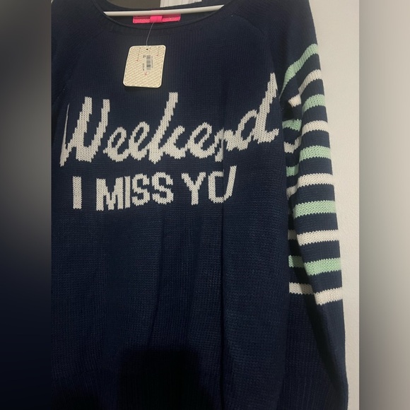 Weekend I Miss You sweater navy blue soft cozy sweater winter outfit New lovely - Picture 3 of 11